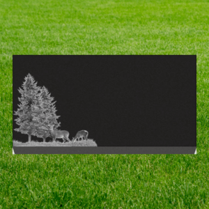 Individual Flat Grave Markers - Natural Scenery with Deer