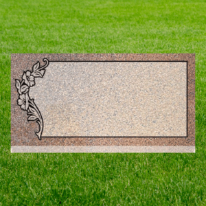 Individual Flat Grave Markers - Wild Rose with Single Border