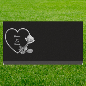 Individual Flat Grave Markers - Rose with Heart