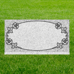 Individual Flat Grave Markers - Rose with Oval Border