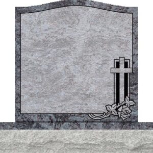 Individual Upright Headstones - Cross and Rose with Dark Panel