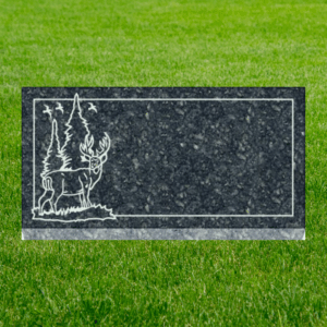 Individual Flat Grave Markers - Deer with Pine Tree