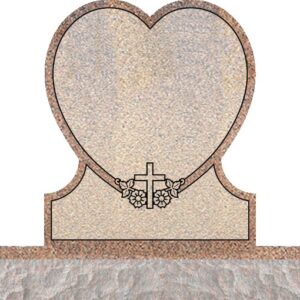 Single Heart Headstones - Cross with Dogwood