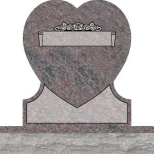 Single Heart Headstones - Rose and Leaves