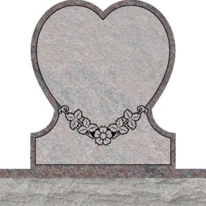 Single Heart Headstones - Single Dogwood with Leaves