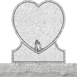 Single Heart Headstones - Praying Hand in Bottom