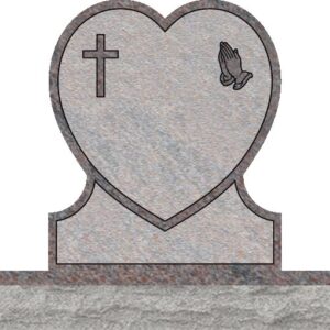 Single Heart Headstones - Cross with Praying Hand