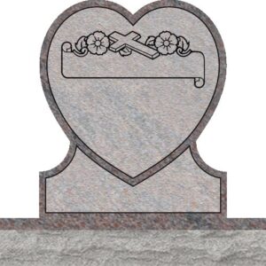 Single Heart Headstones - Cross with Panel and Dogwood