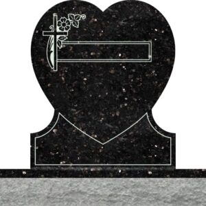 Single Heart Headstones - Cross with Dogwood and Panel