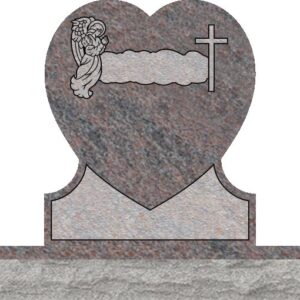 Single Heart Headstones - Angel and Cross