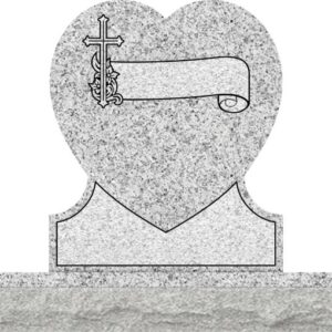 Single Heart Headstones - Cross with Wild Lily