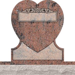 Single Heart Headstones - Top side Dogwood with Panel