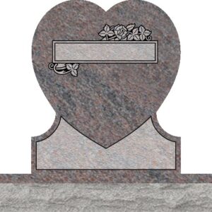 Single Heart Headstones - Rose with Double Panel