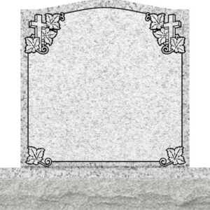 Individual Upright Headstones - Cross with Grape Leaves