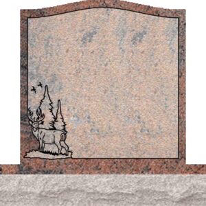 Individual Upright Headstones - Deer with Pine Tree