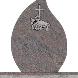 Companion Tear Drop Headstones - Cross with Bible and Dogwood
