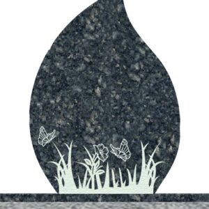 Companion Tear Drop Headstones - Grass and Butterflies