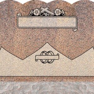 Double Heart Headstones - Cross with Dogwood in Top Panel