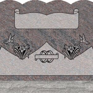 Double Heart Headstones - Wild Rose with Butterfly
