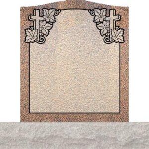 Small Upright Headstones - Cross with Grape Leaves