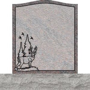 Small Upright Headstones - Deer with Pine Tree