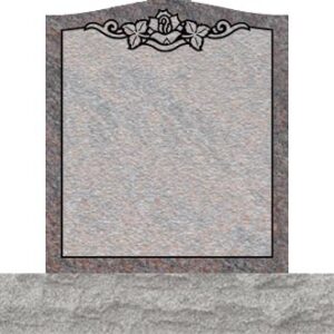 Small Upright Headstones - Single Rose in Top Panel