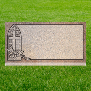 Individual Flat Grave Markers - Church window-Cross and Rose