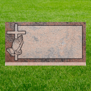 Individual Flat Grave Markers - Praying Hand and Cross
