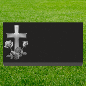 Flat Marker Individual Flat Grave Markers - Cross with Rose FM085