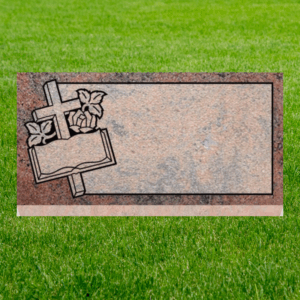 Individual Flat Grave Markers - Cross Rose and BibleFM091